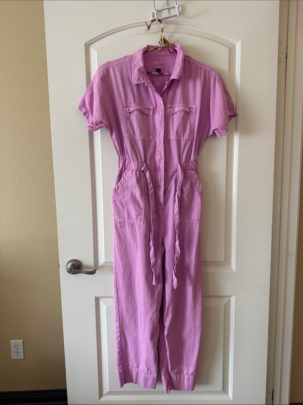 Universal Threads Denim Pink Short-Sleeve Utility Jumpsuit Sz 4